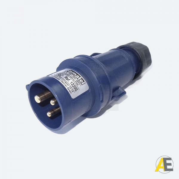 Plugue Industrial 16A - 220/240V - 2P+T 6H - IP44 13200 - Famatel Cód. 102737