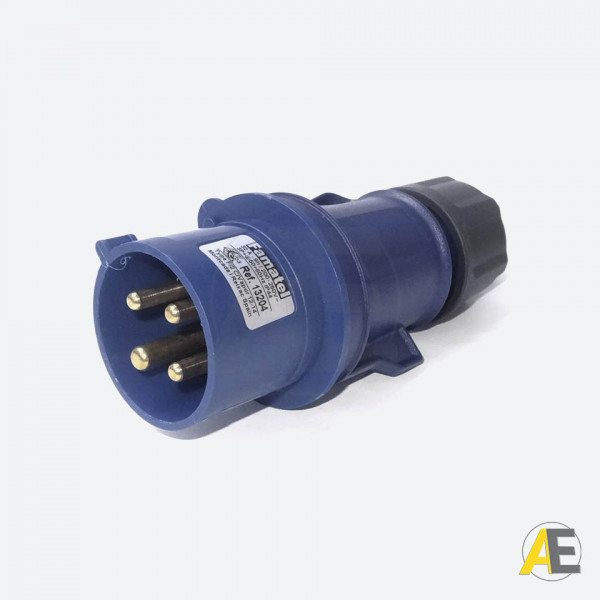 Plugue Industrial 32A - 220/240V - 3P+T 9H - IP44 13204 - Famatel Cód. 102612