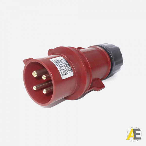 Plugue Industrial 32A - 380/440V - 3P+T 6H - IP44 13302 - Famatel Cód. 102617