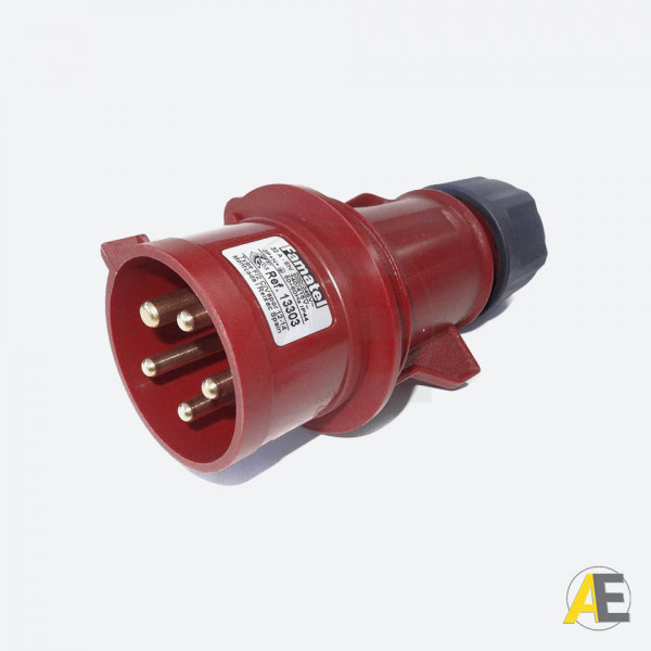 Plugue Industrial 32A - 380/440V - 3P+T+N 6H - IP44 13303 - Famatel Cód. 102684