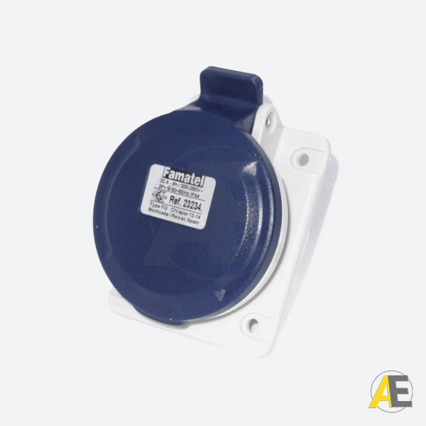 Tomada de Embutir 32A - 220/240V - 3P+T 9H - IP44 23234 - Famatel Cód. 102614 Tomada de Embutir 32A - 220/240V - 3P+T 9H - IP44 23234 - Famatel Cód. 102614