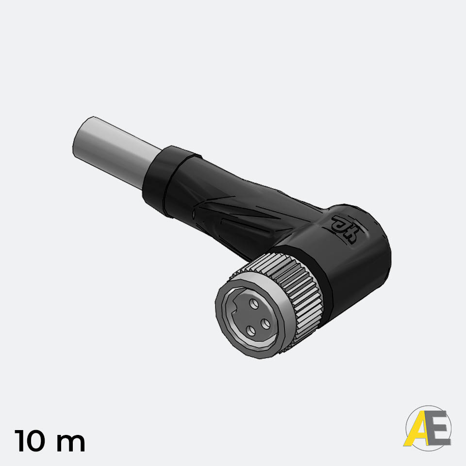 Cabo Conector Angular M8 / 3 Polos -   V3-WM-10M-PUR Pepperl+Fuchs Cód. 101618