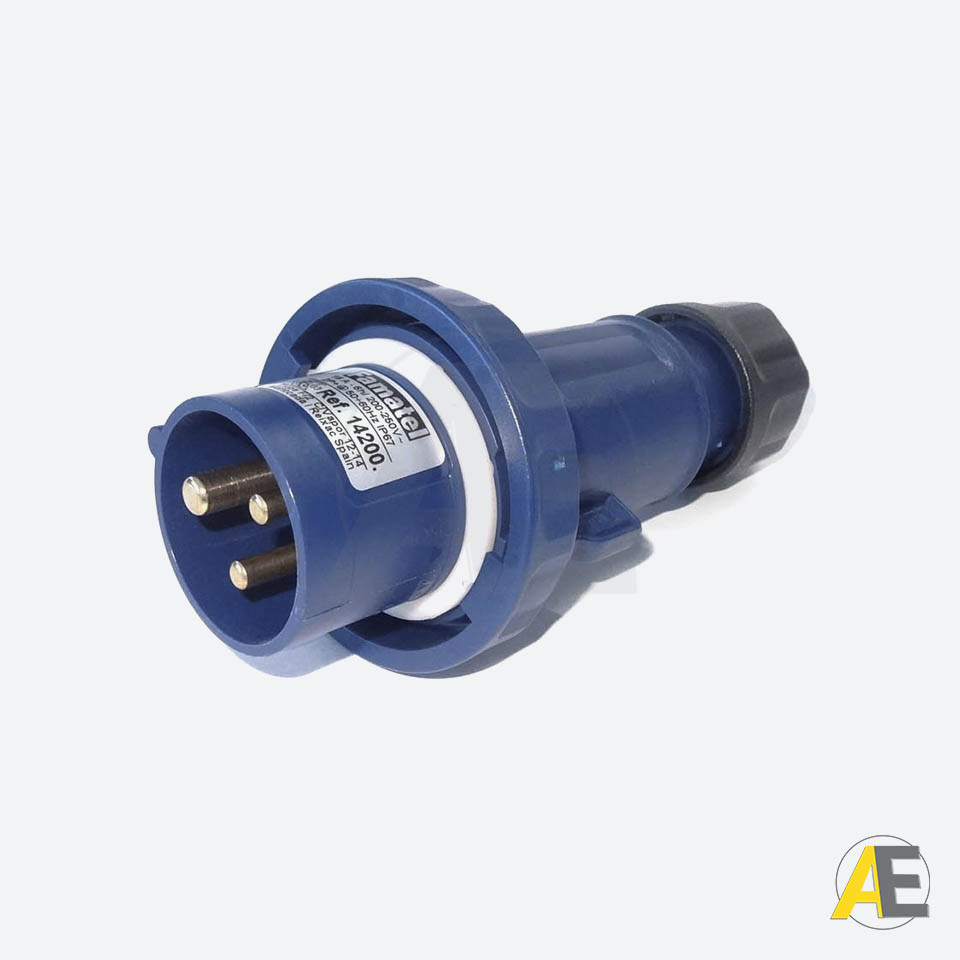 Plugue Industrial 16A - 220/240V - 2P+T 6H - IP67 14200 - Famatel Cód. 102712
