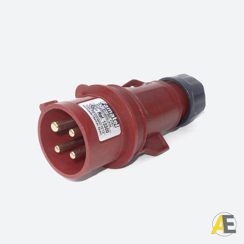 Plugue Industrial 16A - 380/440V - 3P+T 6H - IP44 13300 - Famatel Cód. 102607