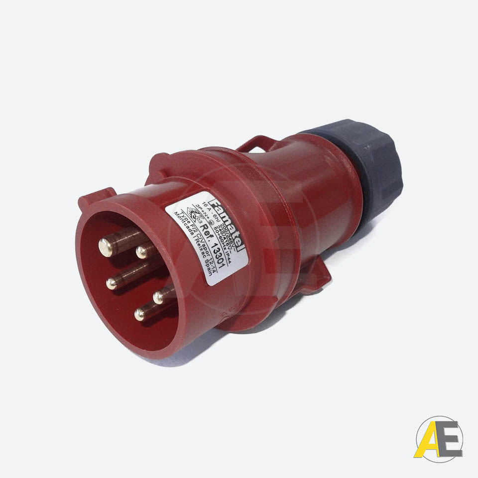 Plugue Industrial 16A - 380/440V - 3P+T+N 6H - IP44 13301 - Famatel Cód. 102682