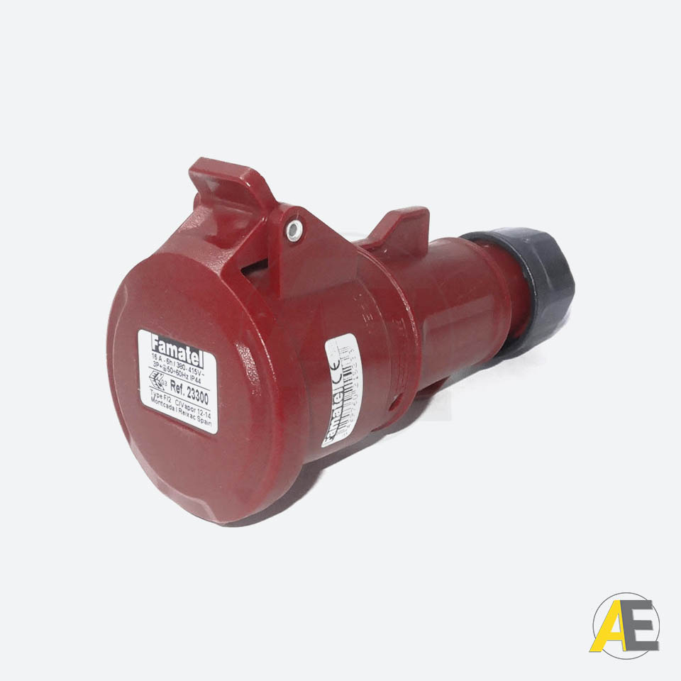 Tomada Industrial 16A - 380/440V - 3P+T 6H - IP44 23300 - Famatel Cód. 102608