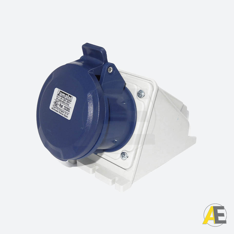 Tomada de Sobrepor 32A - 220/240V - 3P+T 9H - IP44 23293 - Famatel Cód. 102748